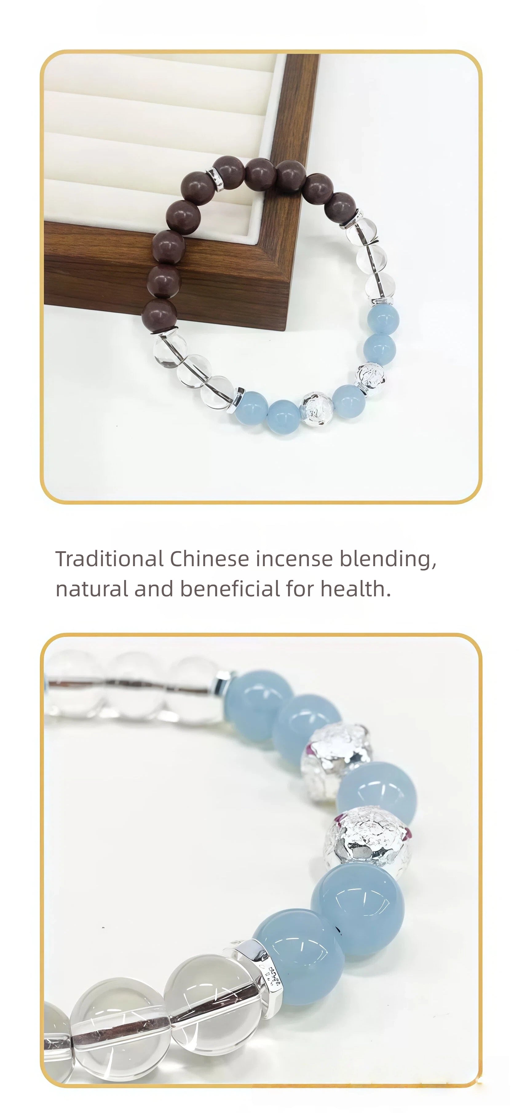 Natural Herbal Aroma Bead Bracelet | Traditional Fragrance Craft | Calm, Enhance Focus & Meditation | Fashion Accessory |  Birthday gift---BLUE