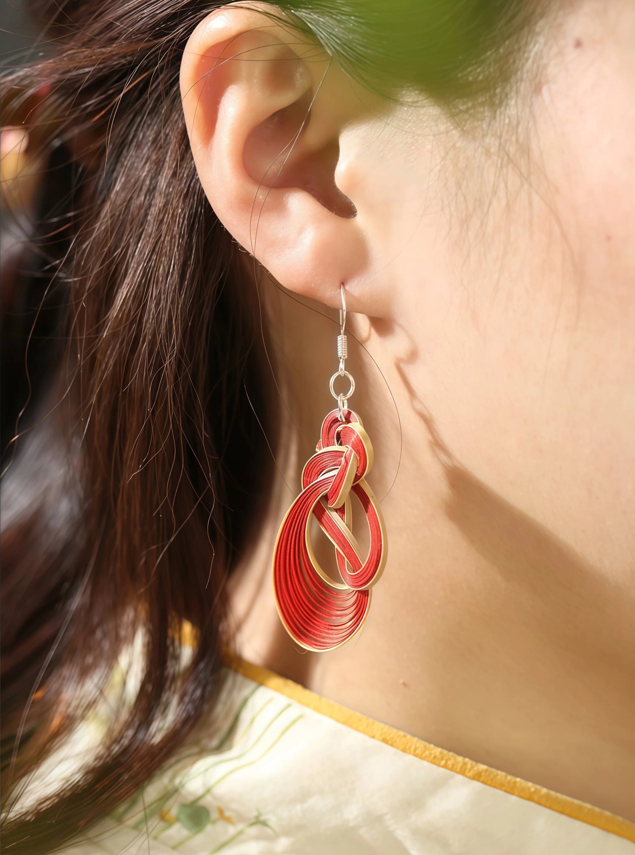 Handmade Bamboo Woven Earrings – Lightweight Eco-Friendly Bamboo Fiber, Plant-Dyed Design - Fashion Gift