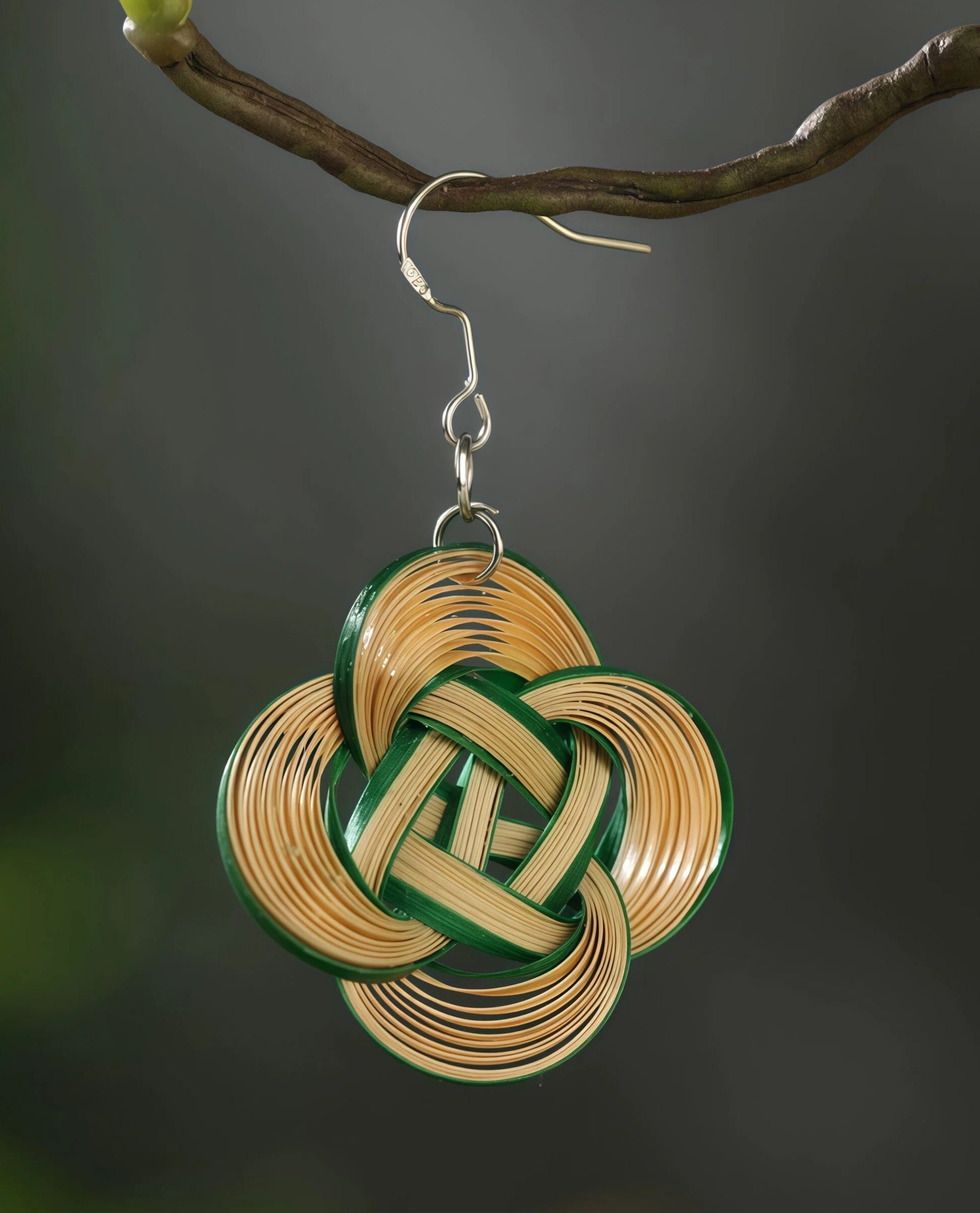 Handmade Bamboo Woven Earrings – Lightweight Eco-Friendly Bamboo Fiber, Plant-Dyed Design - Fashion Gift