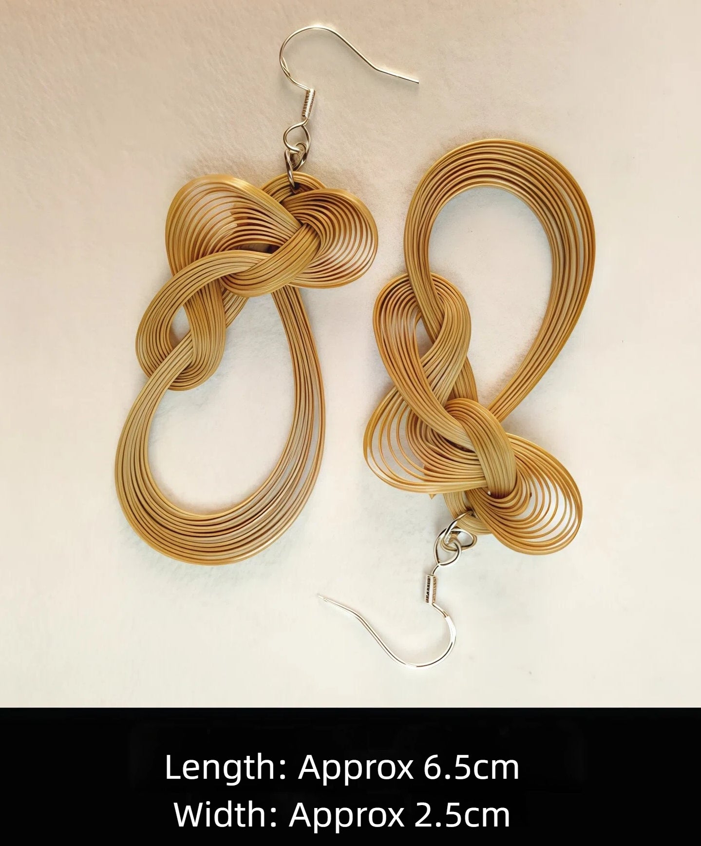 Handmade Bamboo Woven Earrings – Lightweight Eco-Friendly Bamboo Fiber, Plant-Dyed Design - Fashion Gift