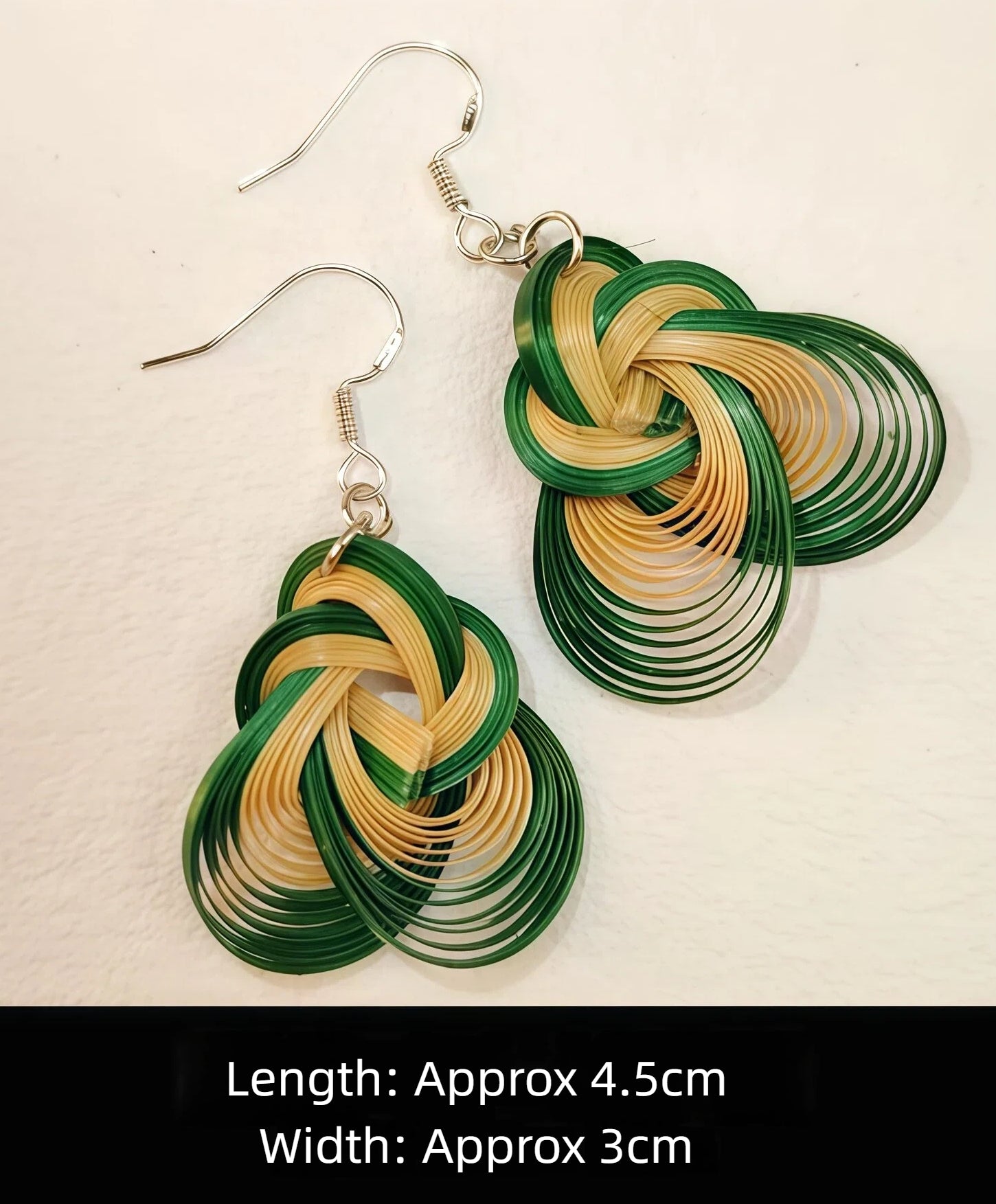 Handmade Bamboo Woven Earrings – Lightweight Eco-Friendly Bamboo Fiber, Plant-Dyed Design - Fashion Gift