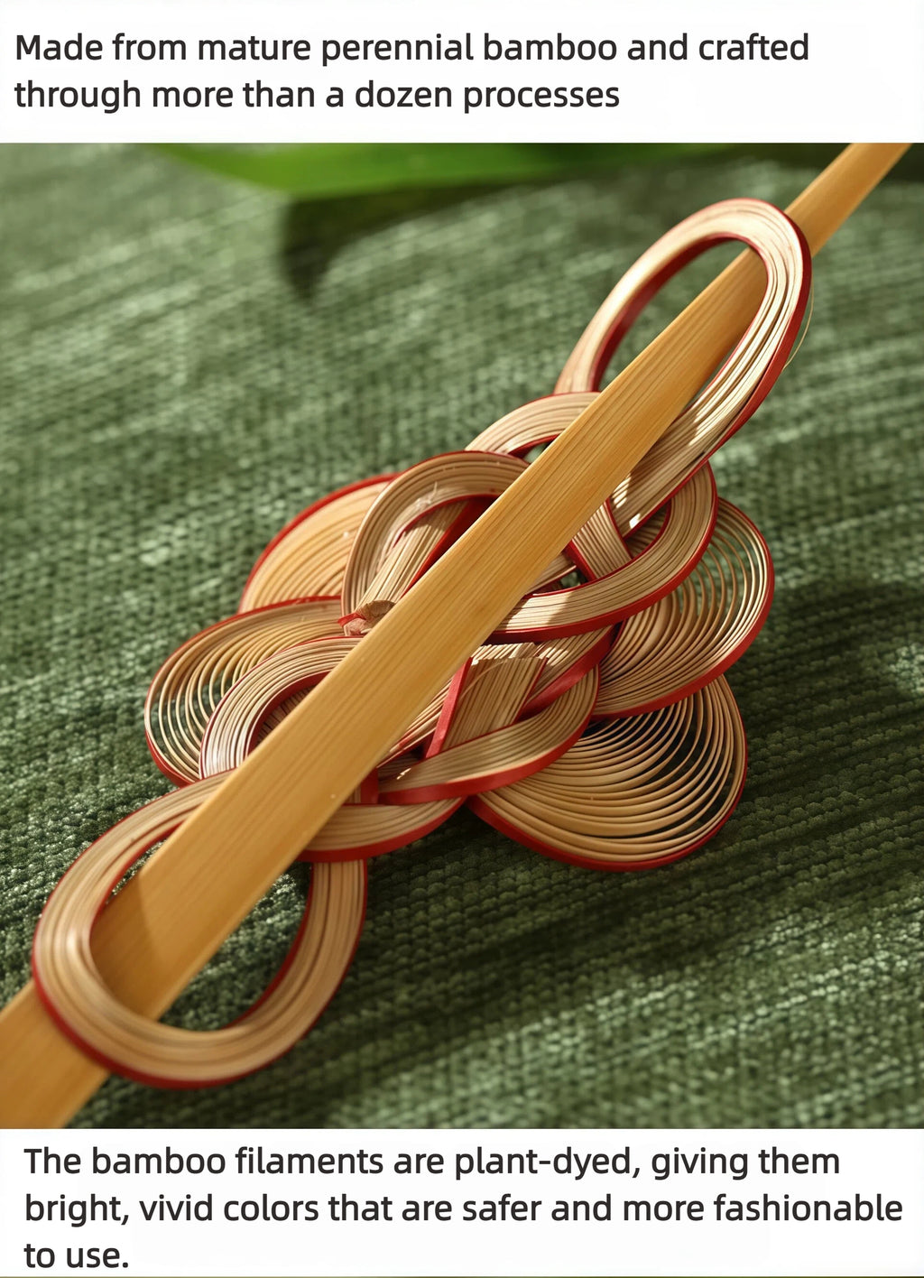 Bamboo-Woven Hairpin – Lightweight, Nature, Eco-Friendly -  Handmade Accessories - Fashion Gift