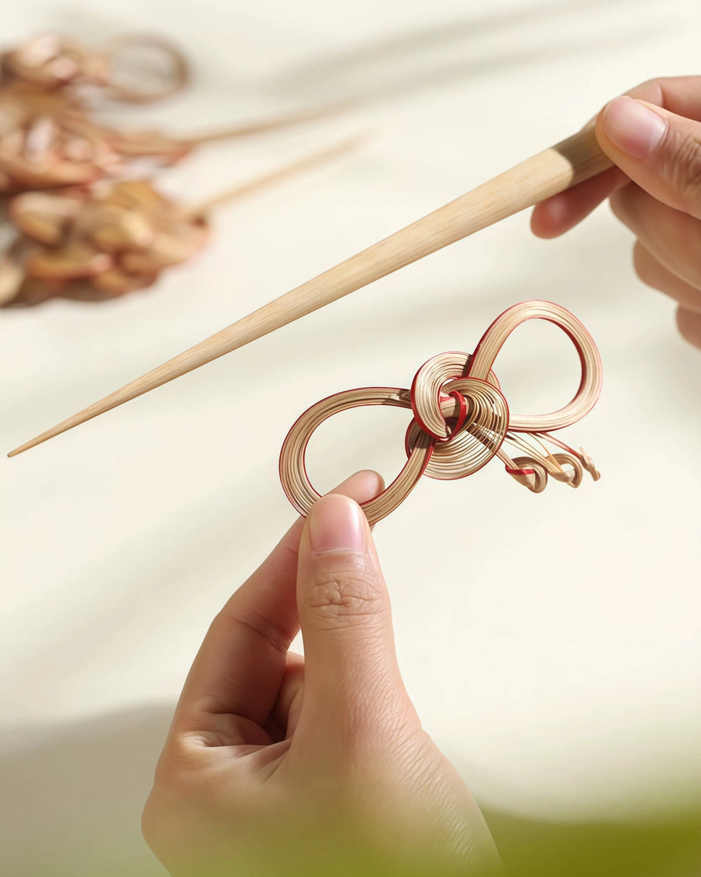 Bamboo-Woven Hairpin – Lightweight, Nature, Eco-Friendly -  Handmade Accessories - Fashion Gift