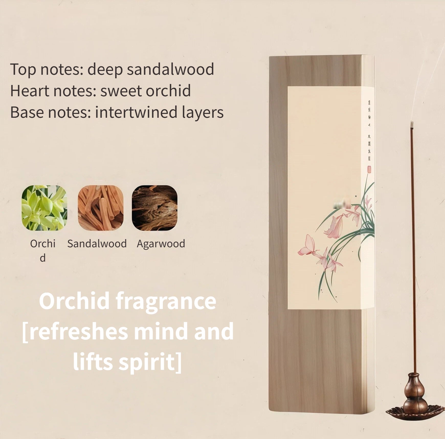 Natural Floral Sandalwood & Agarwood Incense | Free Incense Holder | Meditation, Yoga & Home Fragrance  | Gift