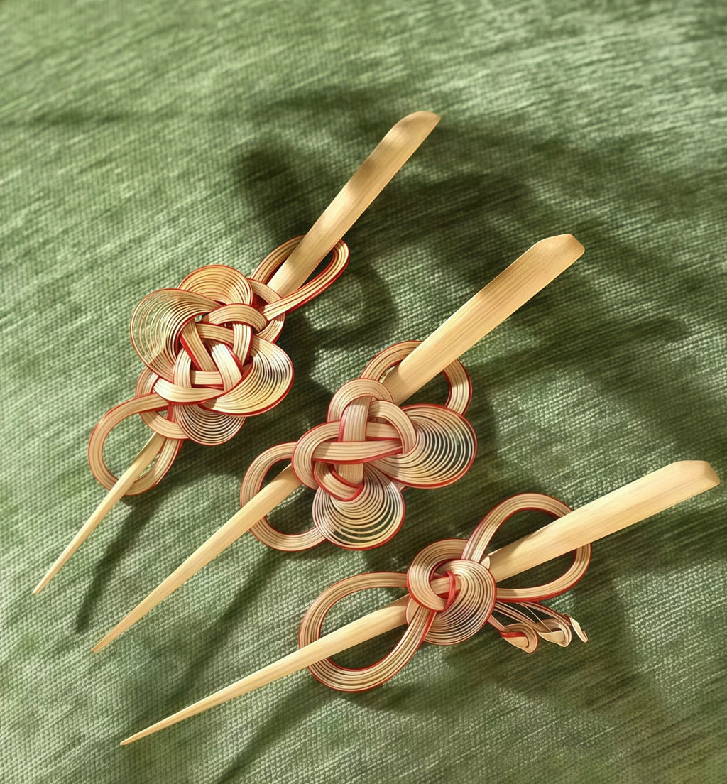 Bamboo-Woven Hairpin – Lightweight, Nature, Eco-Friendly -  Handmade Accessories - Fashion Gift