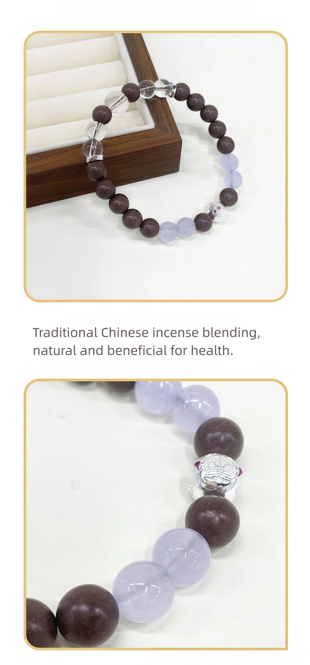 Pulsera de cuentas con aroma a hierbas naturales | Fragancia artesanal tradicional | Calma, alivio de la presión, sueño y meditación | Accesorio de moda | Regalo de Navidad y cumpleaños - PÚRPURA