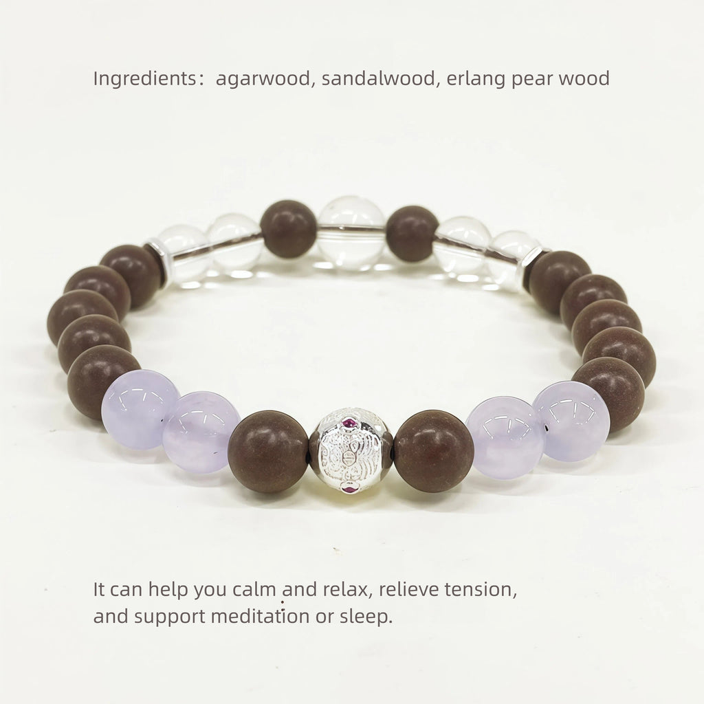 Pulsera de cuentas con aroma a hierbas naturales | Fragancia artesanal tradicional | Calma, alivio de la presión, sueño y meditación | Accesorio de moda | Regalo de Navidad y cumpleaños - PÚRPURA