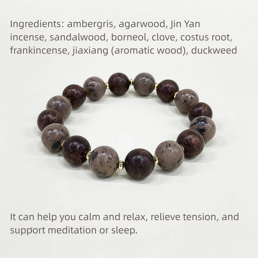 Natural Herbal Aroma Bead Bracelet | Traditional Fragrance Craft | Calm, Relief Pressure,Sleeping & Meditation | Fashion Accessory |  Birthday gift---BLACK& BROWN