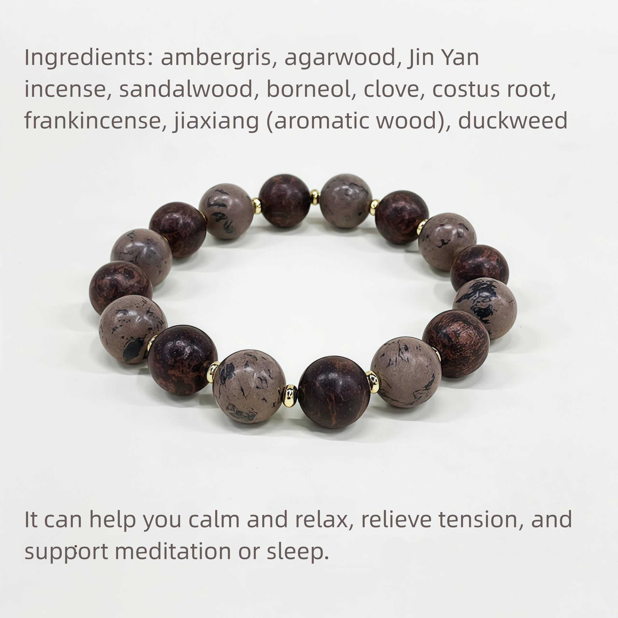 Natural Herbal Aroma Bead Bracelet | Traditional Fragrance Craft | Calm, Relief Pressure,Sleeping & Meditation | Fashion Accessory |  Birthday gift---BLACK& BROWN