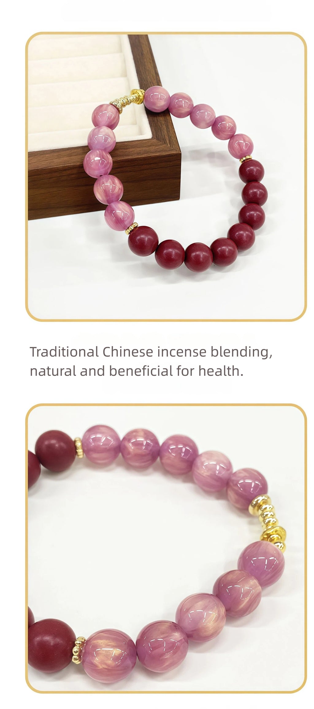 Natural Herbal Aroma Bead Bracelet | Traditional Fragrance Craft | Calm, Relax & Support Sleep | Fashion Accessory | Birthday gift---PINK & RED